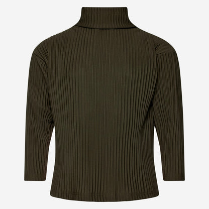 PRE ORDER - Turtleneck Sweater Plissee - Khaki