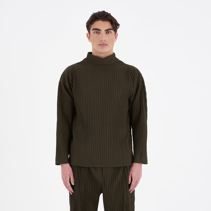 PRE ORDER - Turtleneck Sweater Plissee - Khaki